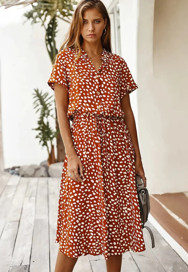 Wild Allure Button-Front Midi Dress