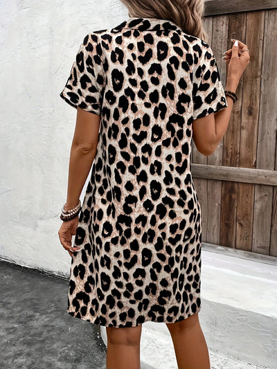Wild Elegance Leopard Print Shirt Dress
