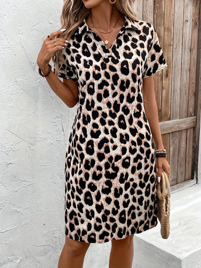 Wild Elegance Leopard Print Shirt Dress