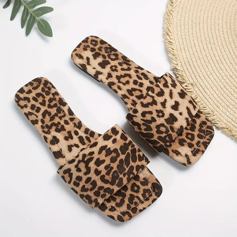Wild Grace Leopard Print Slide Sandals