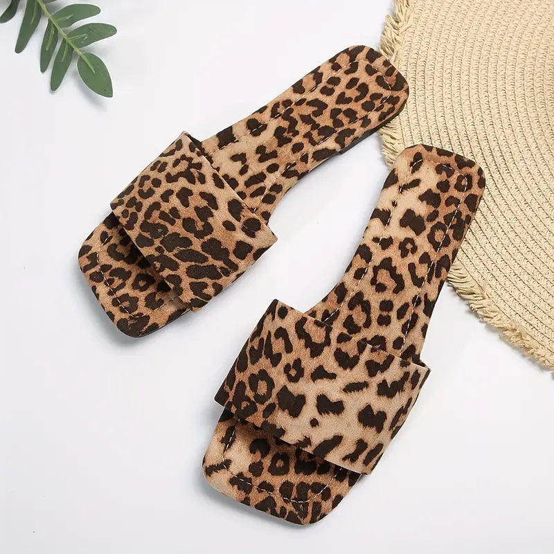 Wild Grace Leopard Print Slide Sandals