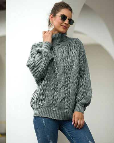 Cozy Winter Whisper Cable Knit Turtleneck