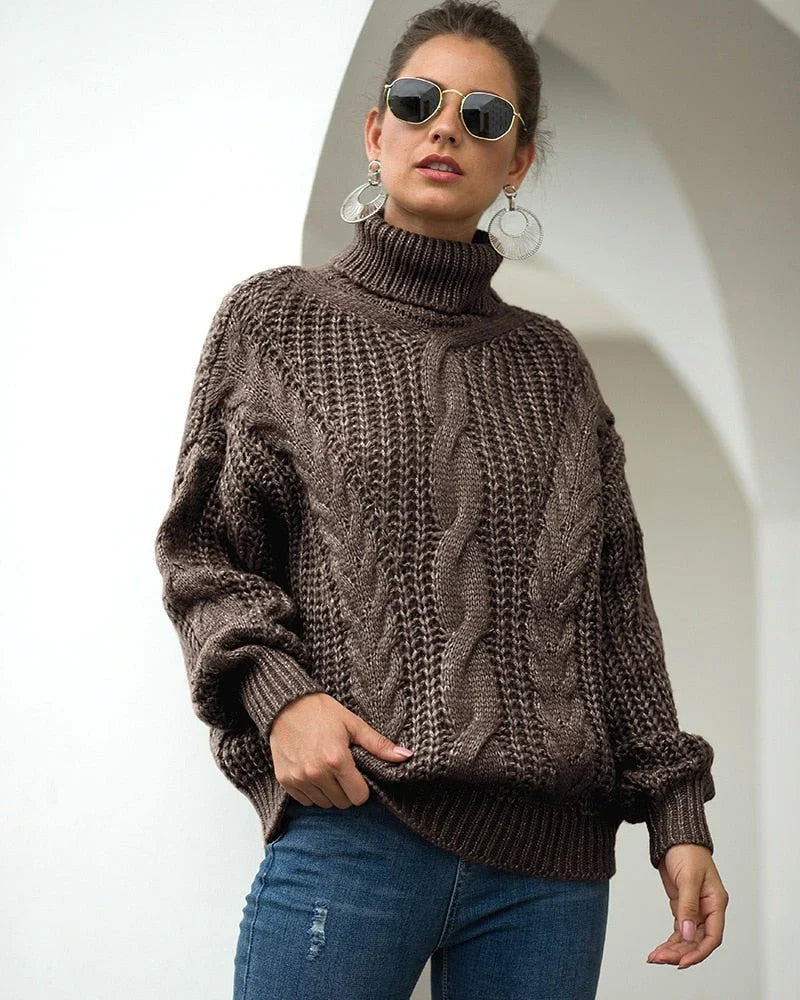 Cozy Winter Whisper Cable Knit Turtleneck
