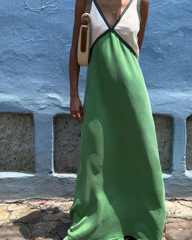 Bold Contrast Maxi Dress