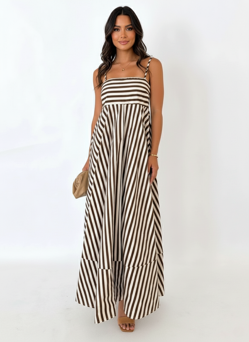 Coastal Rhythm Striped Maxi Dress