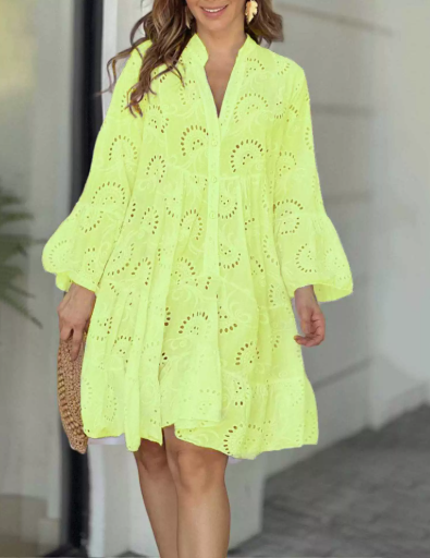 Delicate Whirl Broderie Detail Mini Dress