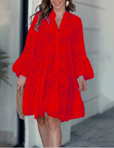 Delicate Whirl Broderie Detail Mini Dress