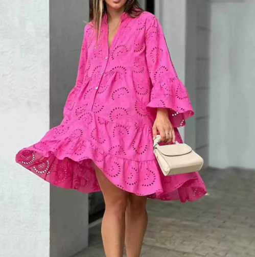 Delicate Whirl Broderie Detail Mini Dress