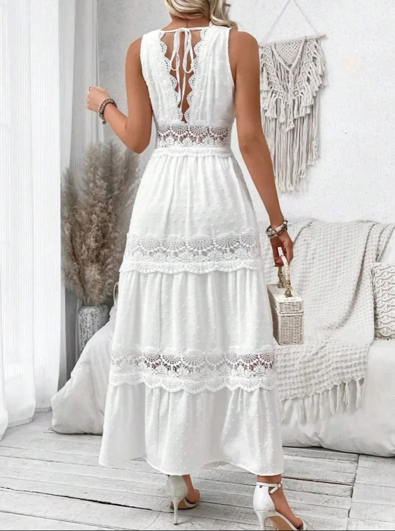 Enchanted Grace Lace-Trim Maxi Dress