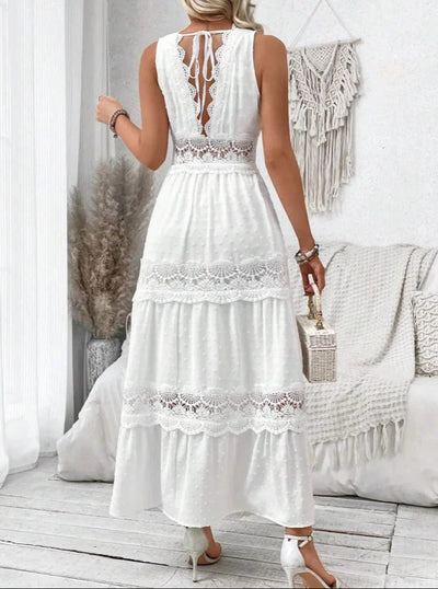 Enchanted Grace Lace-Trim Maxi Dress