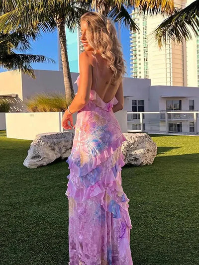 Ethereal Flow Ruffle Maxi Dress