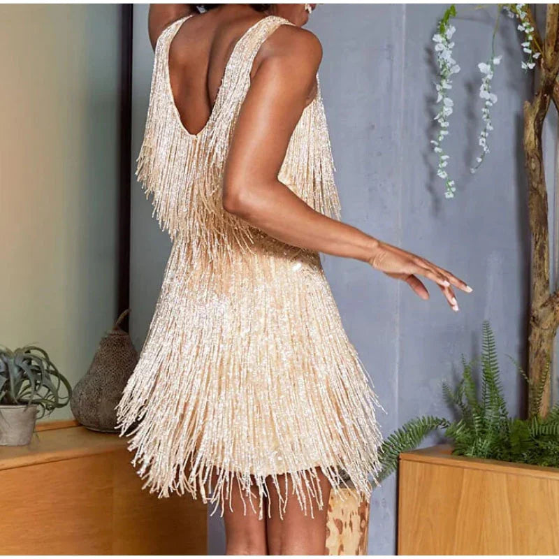 Glimmer Feather Mini Dress