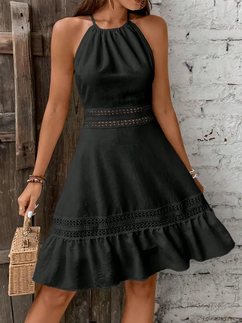 Golden Hour Backless Lace Detail Mini Dress