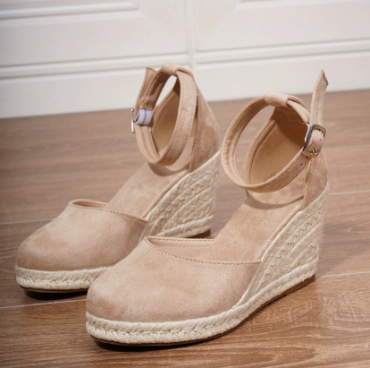 Criss-Cross Wedge Espadrilles in Golden Hour