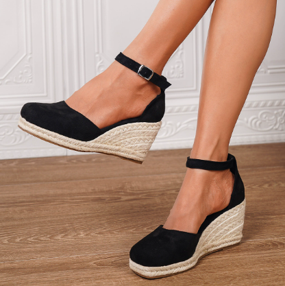 Criss-Cross Wedge Espadrilles in Golden Hour