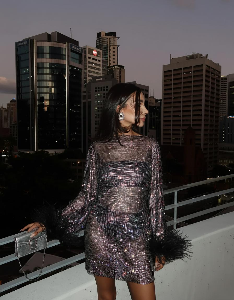 Metallic Cocktail Evening Dress