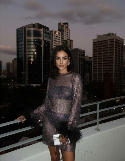 Metallic Cocktail Evening Dress