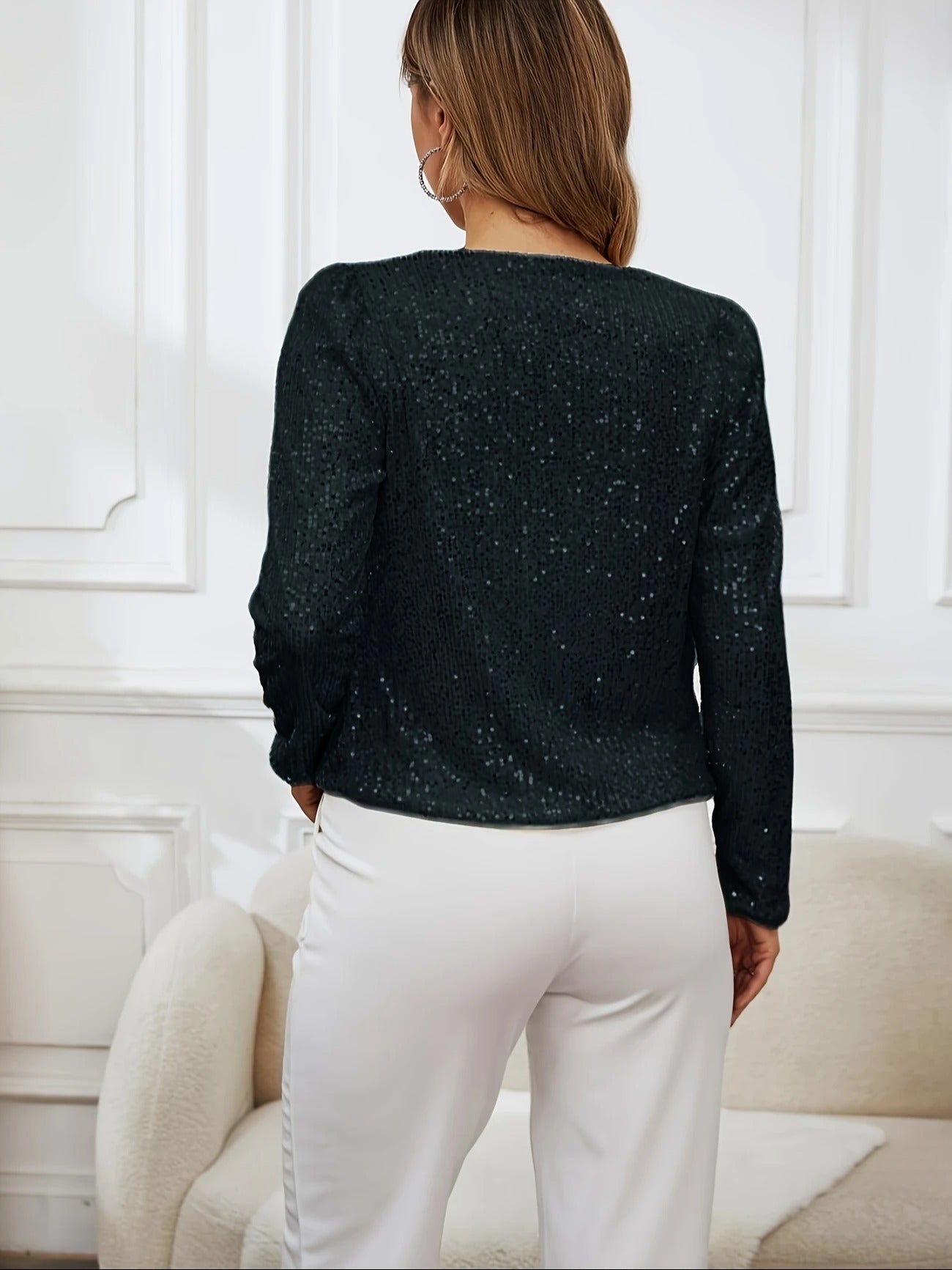 Midnight Sparkle Open-Front Blazer