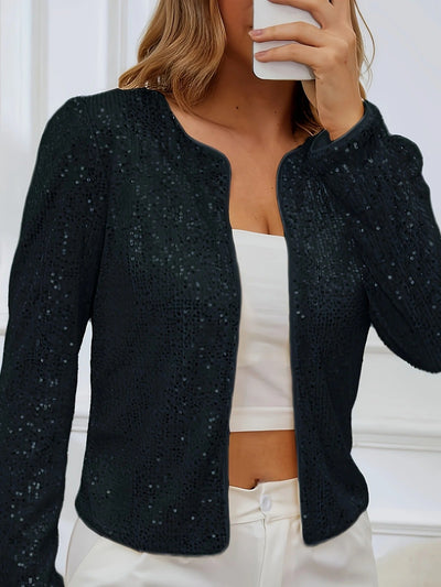Midnight Sparkle Open-Front Blazer