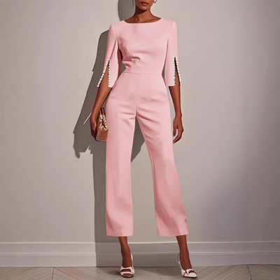 Modern Grace Pearl-Slit Jumpsuit