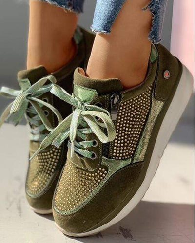 Cozy Crystal-Embellished Sneakers