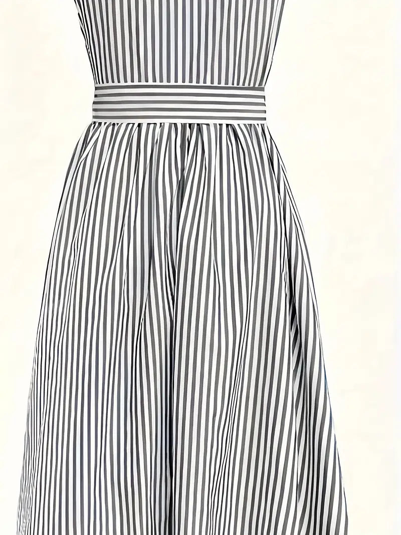 Riviera Charm Bow-Waist Midi Dress