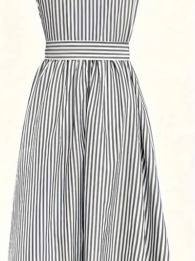Riviera Charm Bow-Waist Midi Dress