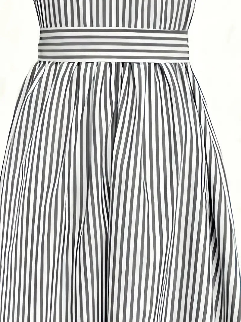 Riviera Charm Bow-Waist Midi Dress