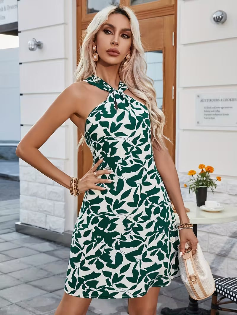 Seaside Whimsy Halter Mini Dress