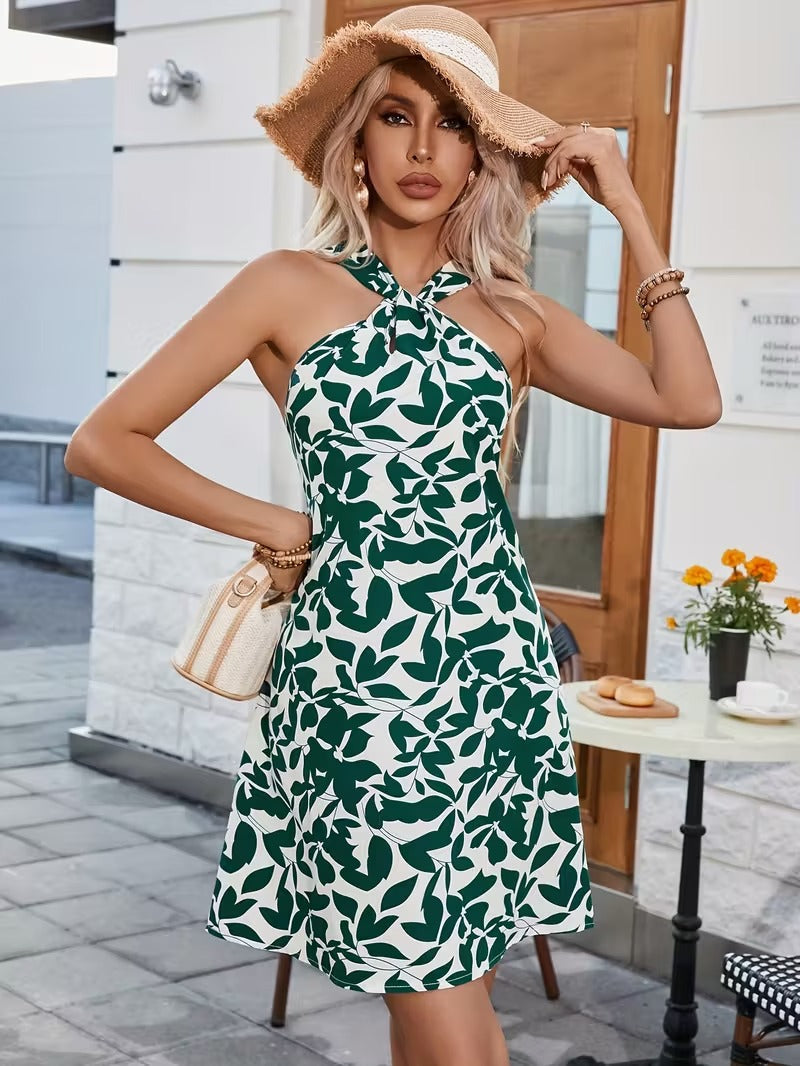 Seaside Whimsy Halter Mini Dress