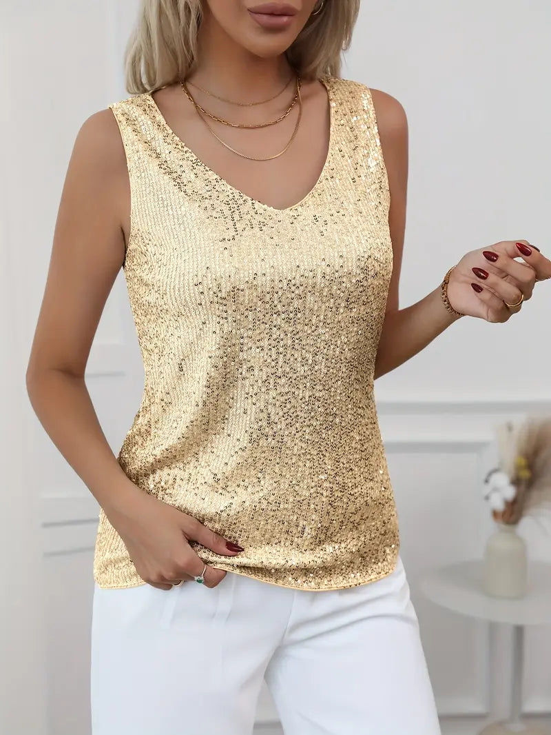 V-neck Glitter Top
