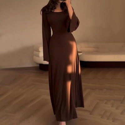 Serene Allure Ribbed Long Sleeve Maxi Dress