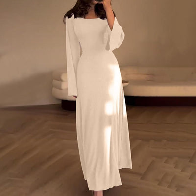 Serene Allure Ribbed Long Sleeve Maxi Dress
