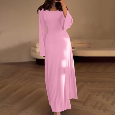 Serene Allure Ribbed Long Sleeve Maxi Dress