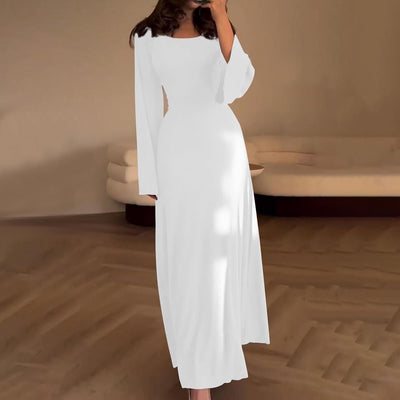 Serene Allure Ribbed Long Sleeve Maxi Dress
