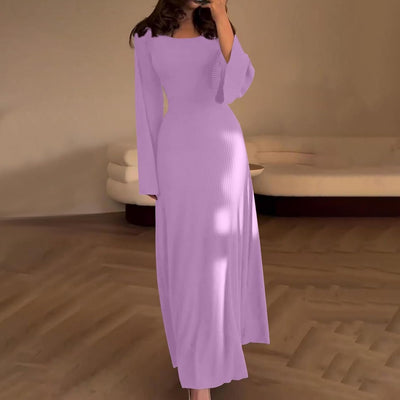 Serene Allure Ribbed Long Sleeve Maxi Dress