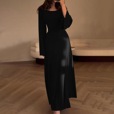 Serene Allure Ribbed Long Sleeve Maxi Dress