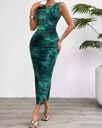 Serene Mirage Bodycon Midi Dress