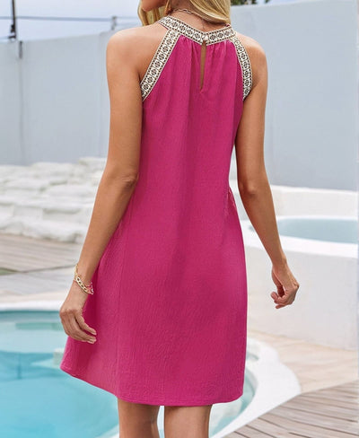 Starlit Elegance Embellished Halter Dress
