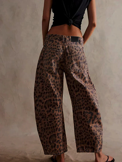 Wide-Leg Leopard Jeans