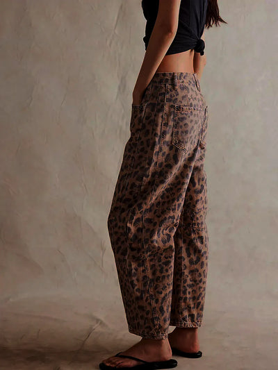 Wide-Leg Leopard Jeans