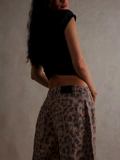 Wide-Leg Leopard Jeans