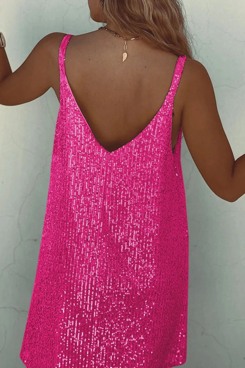 Dazzle Hour V-Back Sequin Mini Dress
