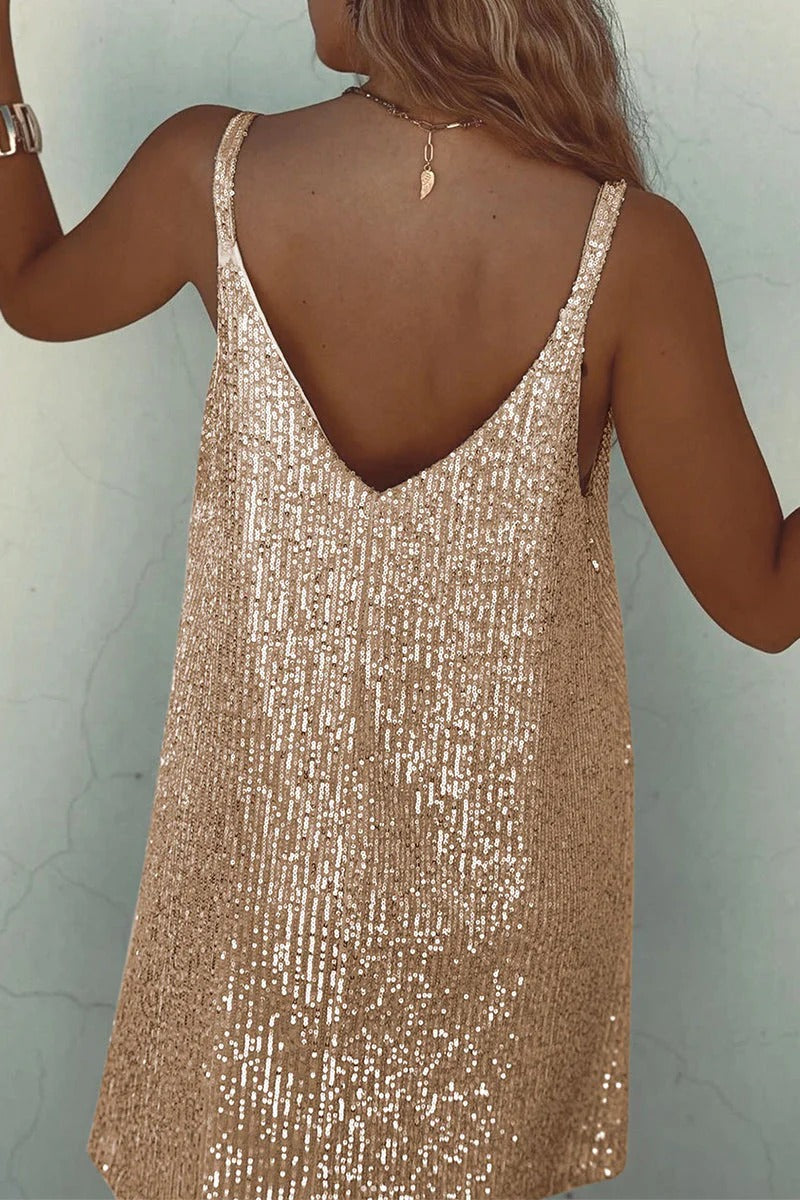 Dazzle Hour V-Back Sequin Mini Dress