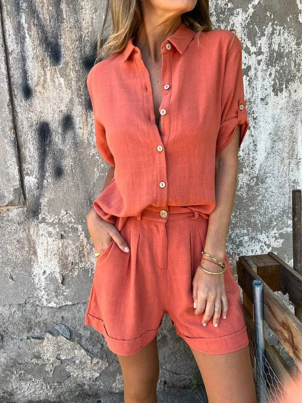 Sunset Escape Button-Front Shirt Set