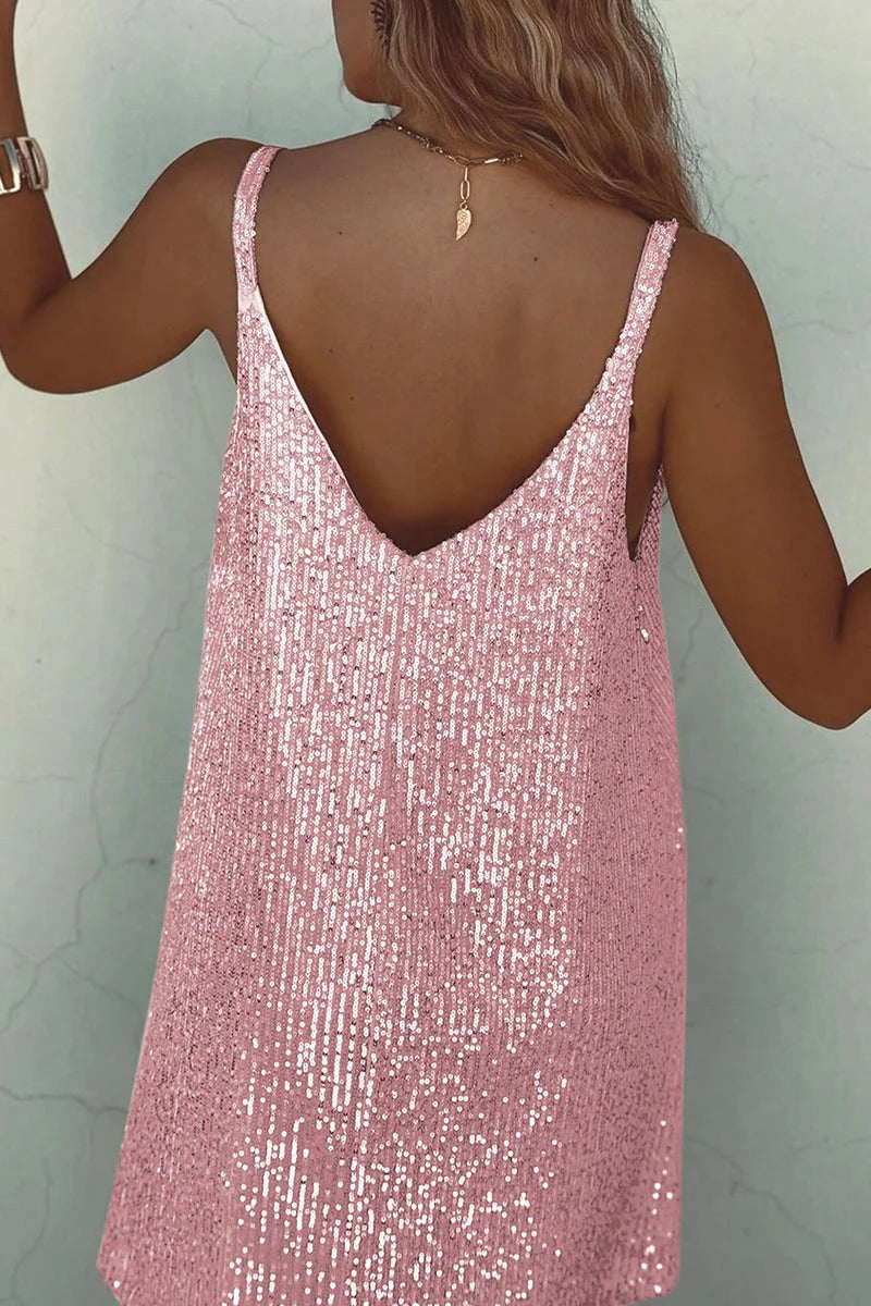 Dazzle Hour V-Back Sequin Mini Dress