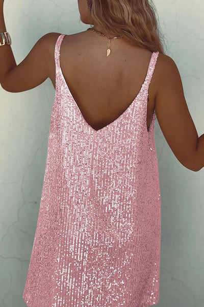 Dazzle Hour V-Back Sequin Mini Dress