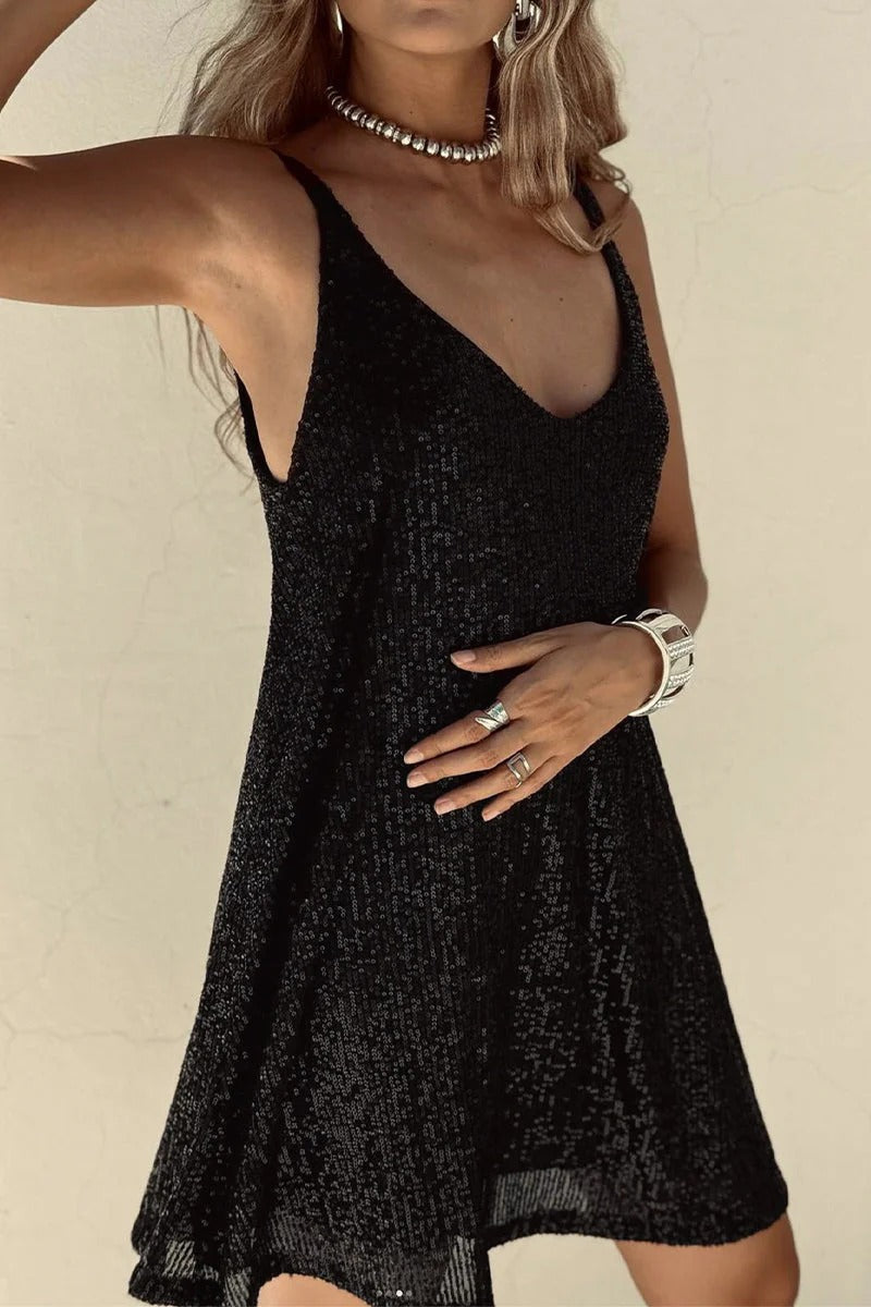 Dazzle Hour V-Back Sequin Mini Dress