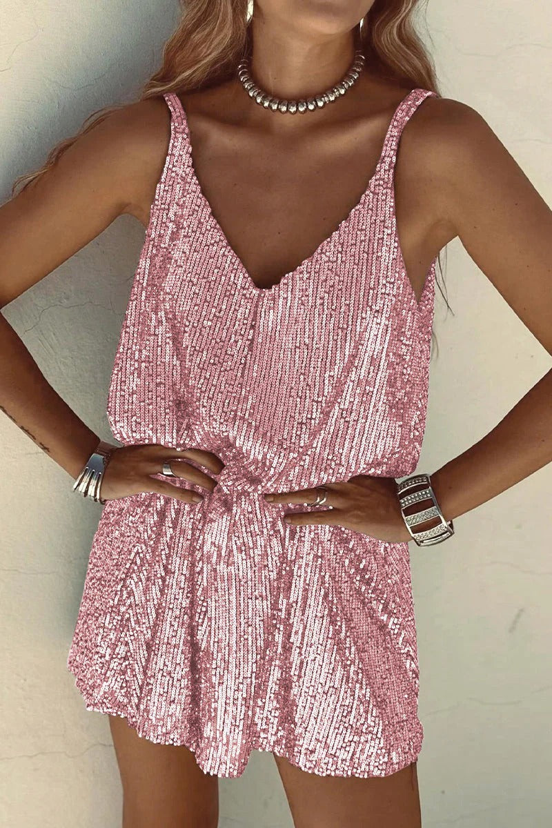 Dazzle Hour V-Back Sequin Mini Dress