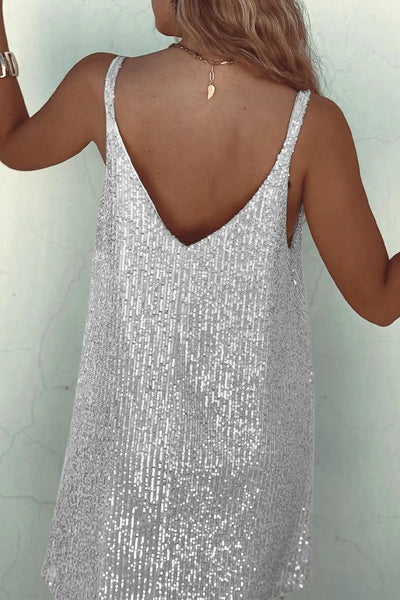 Dazzle Hour V-Back Sequin Mini Dress